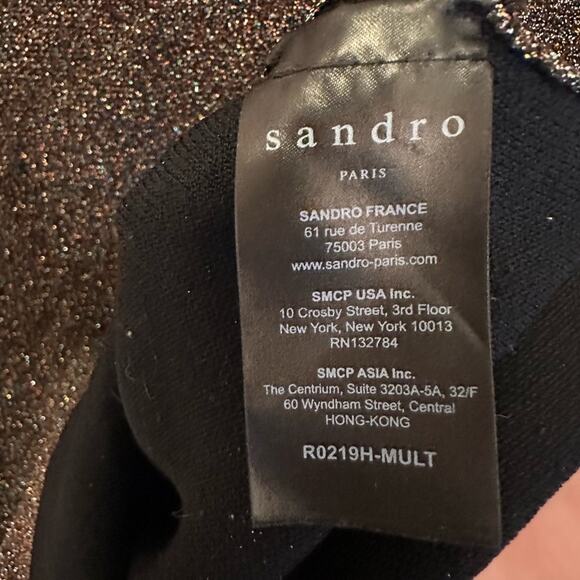 Sandro Short Sleeve Sparkle Mini Dress Multicolor R0219H-Mult - Picture 3 of 7